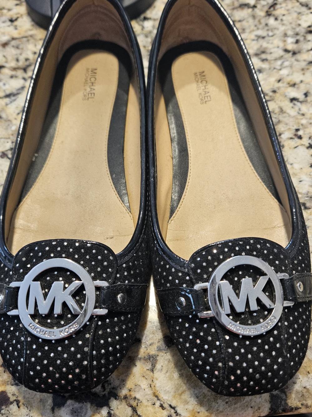 Michael Kors Black Studded MK Logo Ballet Flats